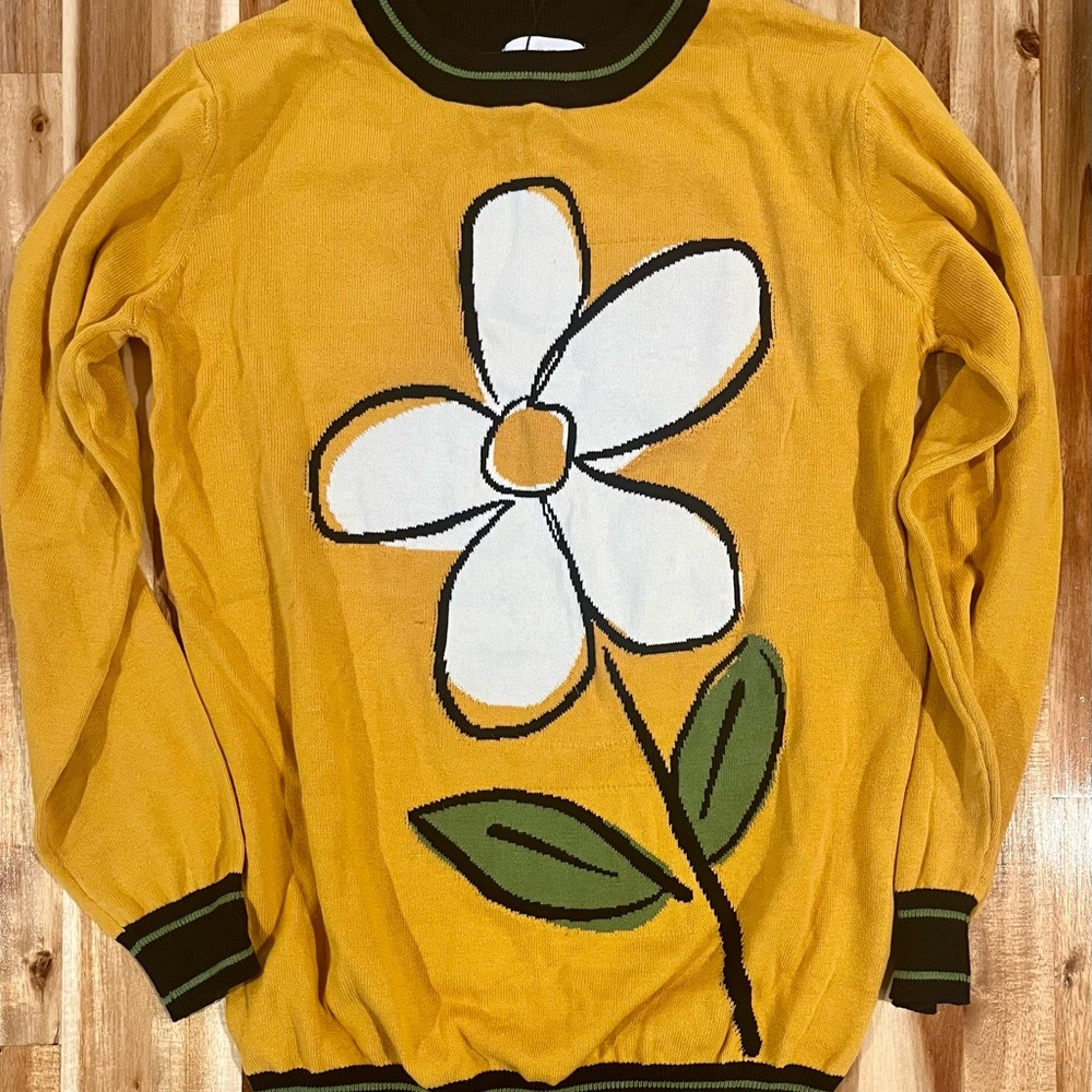 Oxknit Yellow Flower Sweater – Trendy, Cozy Knit 🌻